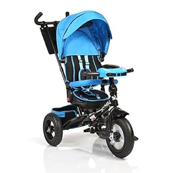 Moni Trade Ltd. Tricycle Jockey mit Gummireifen, Musik, Dreirad, Schubstange, Lenker verstellbar blau