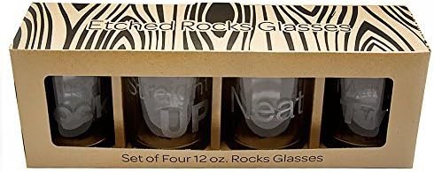 TMD Holdings Straight Up Quotes Double Old Fashioned Glass, Clear, Set of 4 by TMD Holdings