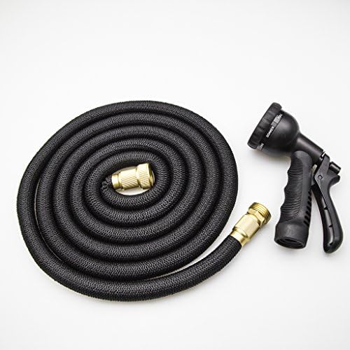 OROROW 50ft Expanding Garden Hose with Triple Latex Core Brass interface Solid Brass Connector, 8 Functions Sprayer Hose Nozzle, Lightweight &amp; Durable, No Twist &amp; Kink - for all Watering Needs(black)