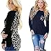 Uget Women's Long Sleeve Leopard T-Shirt Tops Hi low Blouse