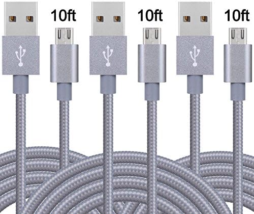 Micro USB Cable, Coskip Nylon Braided Fast Charging Cable for Samsung,HTC, LG, Sony, other Android Smartphones, Tablets, Kindle,MP3 and More (3Pack 10FT)