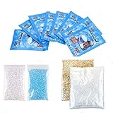 10 Pcs Magic Instant Fake Snow Powder for Super Fluffy Cloud Slime+2 Packs Fishbowl Beads for Crunshy Slime+2 Packs Foam Beads Craft Styrofoam Balls for Kids Homemade Slime and Party Decorations