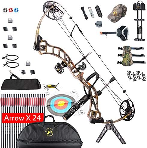 Compound Bow Package with Hunting Accessories,19-30" Draw Length,15-70Lbs Draw Weight(Ship from USA Warehouse) (red, Blue, camo, Black) (Blue)