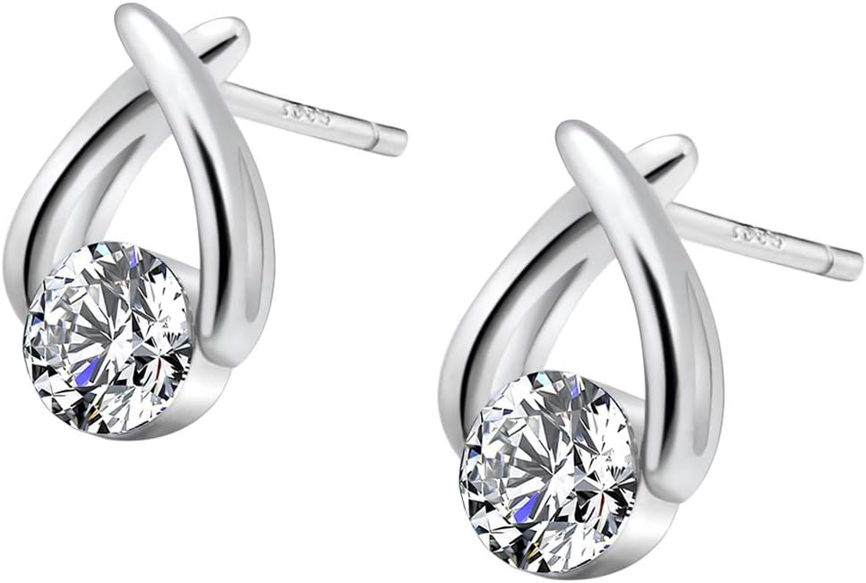 KIPONE Women Earrings Fashion 925 Sterling Silver Set Diamonds Stud Earring With Gift Box EDXZ035