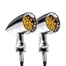 Senkauto Yellow CNC Motorcycle Bullet LED Turn Signal Lights Blinker Indicator Front Rear Tail Light for Harley Honda Yamaha Suzuki (Yellow Light, Chrome)