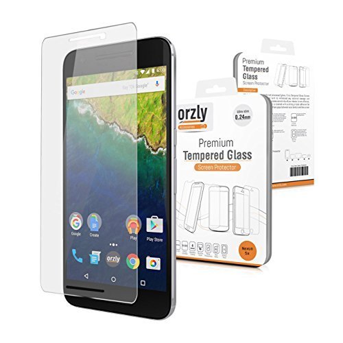 Orzly® - Premium Tempered Glass Screen Protector for LG NEXUS 5X SmartPhone (5.2 Inch Version - 2015 Model) - 0.24mm Protective Oleophopbic Screen Guard - Transparent