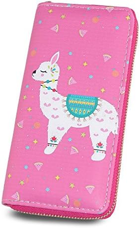Women Wallet Multi-card Three Fold Long Zipper Clutch Purse,Cartoon Alpaca