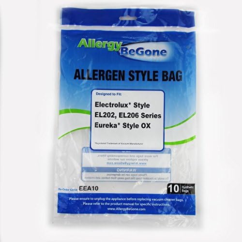 Allergy Be Gone Electrolux S Bag Vacuum Bag - 10 Pack, by ABG. Compare to Electrolux EL200B, EL200F, EL201, EL202, Eureka OX, Sanitaire SP200