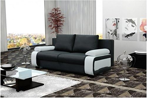 Tendencio Canape 3 Places Convertible Milano Noir Et Blanc Simili