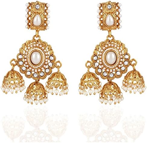 VVS Jewellers Beautiful Jhumka Ethnic Gold Plated Polki Indian Bollywood Bahubali Earrings