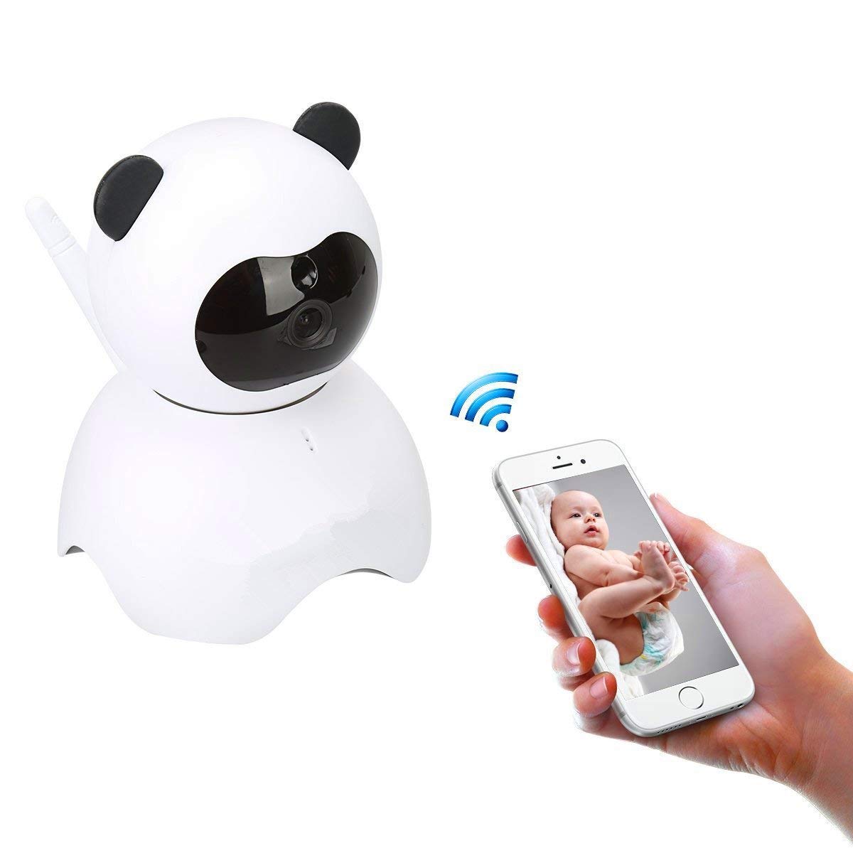 EsiCam Baby Monitor Wifi Hidden Camera Nanny Camera for Smart Phone, Toy Panda for Kids Pet Care HD 720P Pan Tilt Motion Detection Alarm Recording Two-way Audio Night Vision SD Card P2P Cloud Account
