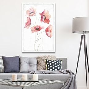 Canvas Wall Art - Watercolor Paint Red Poppy Flower Series Artwork - Giclee Print Gallery Wrap Modern Home Art Ready to Hang - 12x18 inches