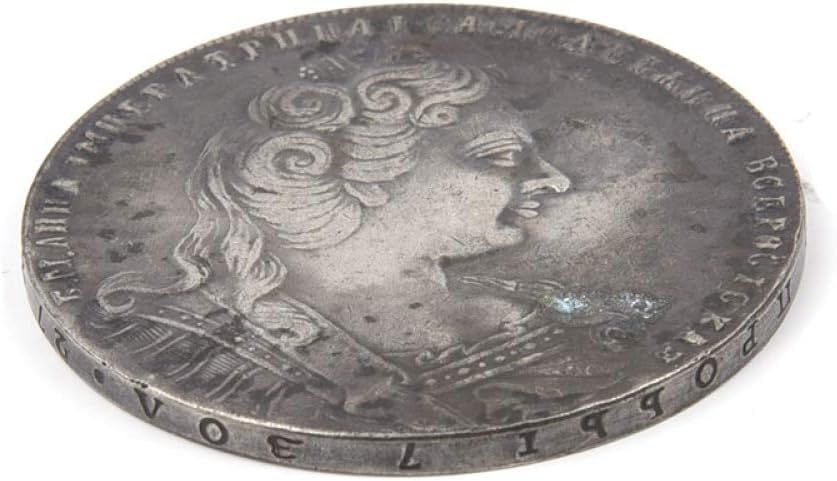 homker 1730 Tsar Russia Anna Ivanovna Memorial Badge, Silver Plated Coin,Silver,1.5"