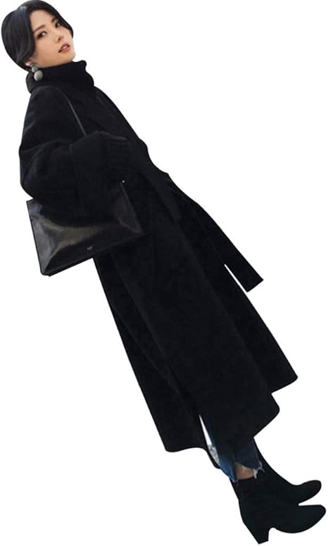 Amazon Co Jp コート ジャケットレディースコート秋冬の気質アウターに合わせて膝上に厚手のウールコートレディースミドル丈コートジャケット Color Black Xl ホーム キッチン