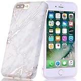 iPhone 7 Plus Case, Shiny Rose Gold White Grey Marble Design, BAISRKE Clear Bumper Matte TPU Soft Rubber Silicone Cover Phone Case for iPhone 7 Plus & iPhone 8 Plus [5.5 inch]