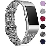 Maledan Compatible with Fitbit Charge 2 Bands for Women Men, Breathable Woven Fabric Replacement Accessory Strap Compatible with Fitbit Charge 2 and Charge 2 SE Fitness Activity Tracker, Large Small