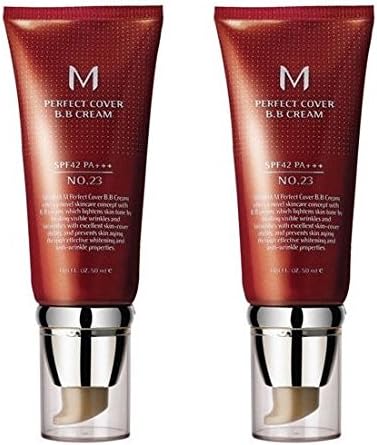 Missha Cosmetics M Perfect Cover BB Cream SPF 42/ PA 23 (Pack of 2) With Jojoba, Rosemary Leaf Extra, Matricaria Flower, Beeswax, Algae Extract and Linalool, 1.7 oz. each