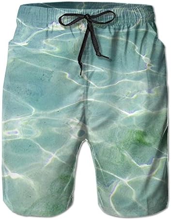 LWI DIW Wave Pattern Men Summer Printed Beach Surfing Board Shorts Swim Trunks With Mesh Lining