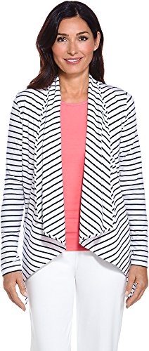 Coolibar UPF 50+ Women's Sun Wrap - Sun Protective (Medium- Navy/White Stripe)