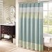 Madison Park Amherst Bathroom Shower Curtain Faux Silk Pieced Striped Modern Microfiber Bath Curtains, 72x72 Inches, Green