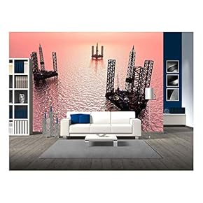 Petrochemical Tower on The Background of The Sea. - Removable Wall Mural | Self-Adhesive Large Wallpaper - 66x96 inches