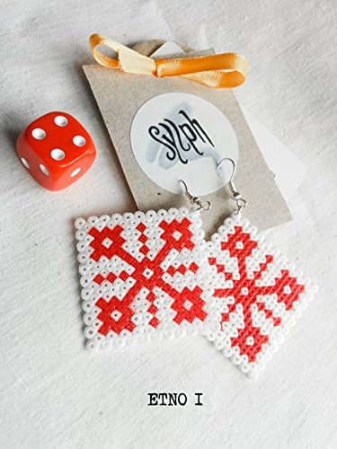 Hama pixel jewelry - Etno II (red and white)