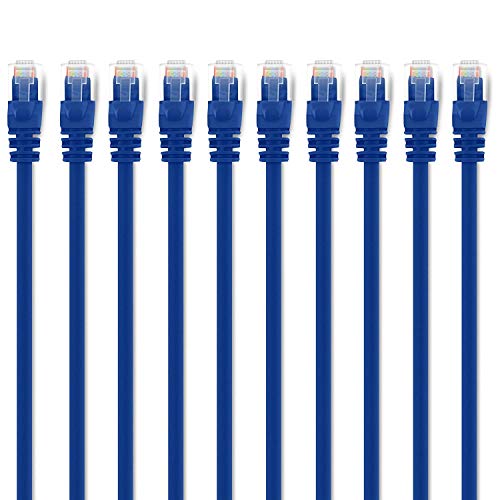 GearIT 10 Pack, Cat 6 Ethernet Cable Cat6 Snagless Patch 6 Feet - Computer LAN Network Cord, Blue - Compatible with 10 Port Switch POE 10port Gigabit