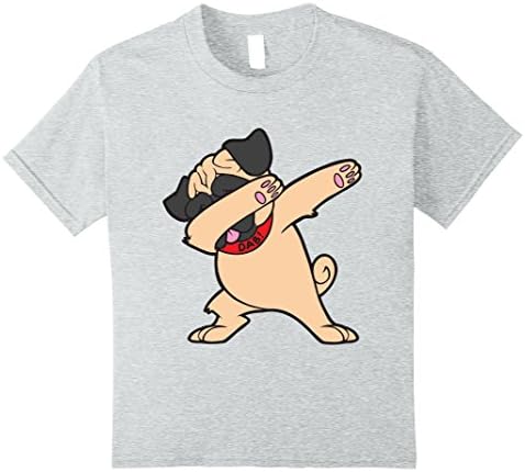 Kids Funny Dabbing Pug T-Shirt for Kids and Adults 12 Heather Grey