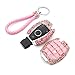 Thor-Inst Car Key Case Key Shell Fob Key Cover Case Bag Holder Key Chain with Bling Diamond for C E S M CLS CLK GLK GL Class 2/3-button Keyless Entry Remote Control Smart Key,etc (Pink)