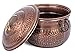BIRDROCK HOME Water Hose Holder with Lid | Ground Garden Hose Pot | Decorative | Handle | Embossed | Steel Metal with Copper Accents | Outdoor or Indoor Use