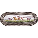 Western Running Horses Braided Rug Runner, Spot Clean, Polyester