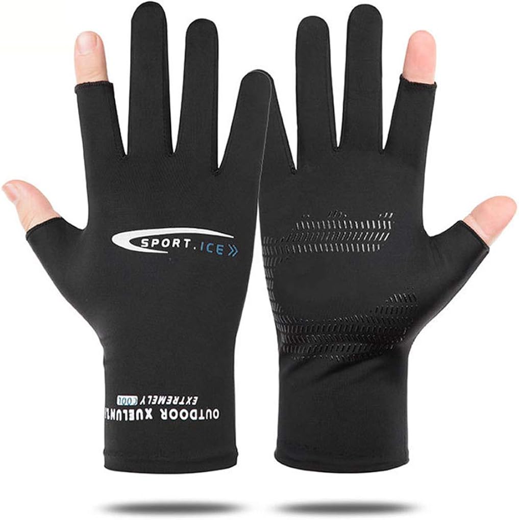 Amazon | UVカット 冷感 手袋 メンズ グローブ 夏 薄手 紫外線対策 日焼け止め 運転手袋 滑り止め 釣り手袋 指切り/2本指出し