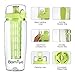 BamTyo Fruit Infuser Water Bottle 32 OZ with New Full Length Infusion Basket,BPA Free,Leak Proof Design,Larger Dual Hand Grips,Flip Lid