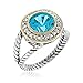 Bling Jewelry Gold Plated Silver Simulated Aquamarine CZ Double Cable Ring