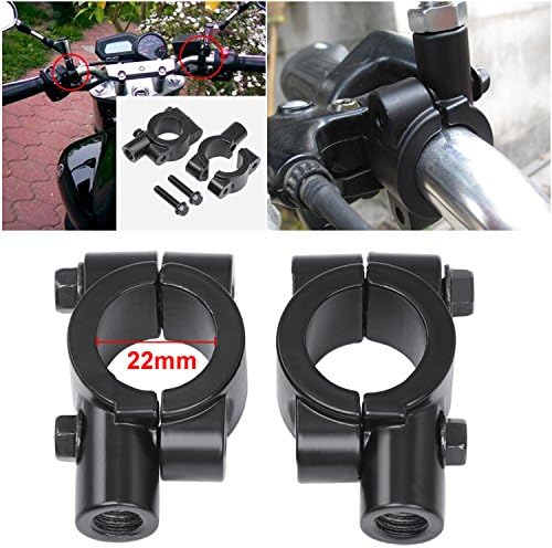Smallwise Trading UNIVERSAL PAIR OF 10MM MOTORCYCLE BIKE HANDLEBAR MIRROR CLAMP MOUNT 22MM BRACKET