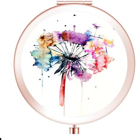 Rose Gold Pocket Makeup Mirror, Handheld Travel Makeup Mirror with Powerful 10x Magnification and 1x True View Mirror for Travel(dandelion2)