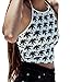 Lisingtool Women's Print Sleeveless Halterneck Tank Crop Tops Vest Blouse T-Shirt