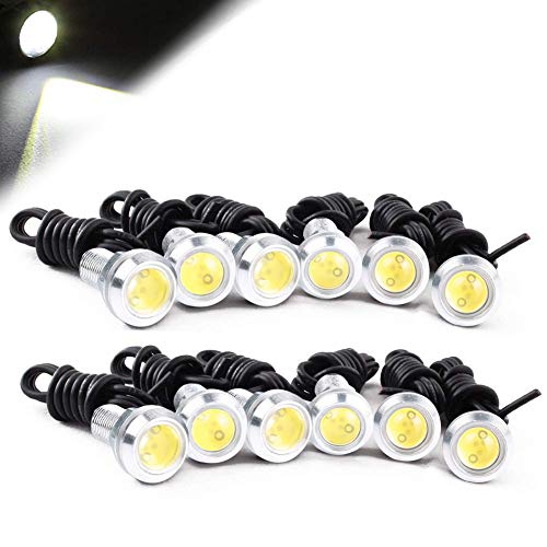 HOTSYSTEM Eagle Eye Led Light Bulbs 9W DC12V 12mm for Off-Road Car ATV Camper Trunk Motorcycle Day Time DRL License Plate Turn Signal Stop Parking Tail Reverse Fog Trunk Backup Light (White,12-Pack)