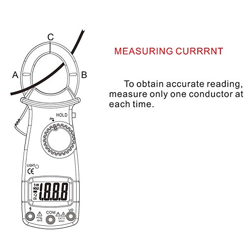CactusAngui Portable Tester Mini Clamp Multimeter Fire Wire Identification Digital Ammeter Black - Thumbnail 3