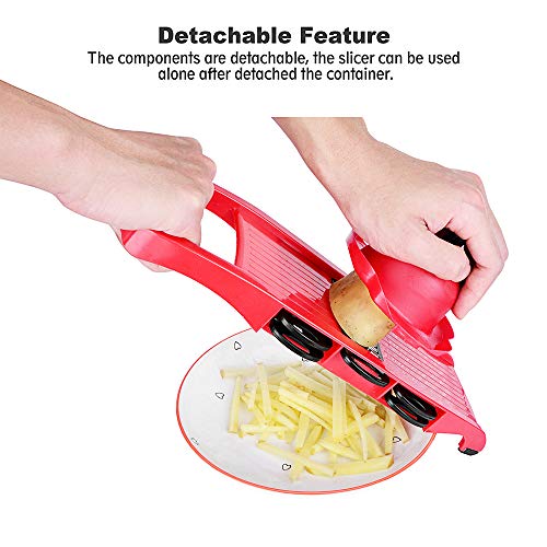 AIYEGO Mandoline Slicer, Multifunctional Vegetable Cutter Slicers with Hand Protector & Peeler, 6-in-1 Interchangeable Blades of Straight Cut/Julienne/Wave Shape/Grinding Paste