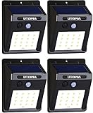 Utopia Home 16 LED Wireless - Waterproof and Motion Sensor Outdoor Solar Lights for Patio - Deck - Yard - Garden - Driveway - Auto On/Off - 4-Pack