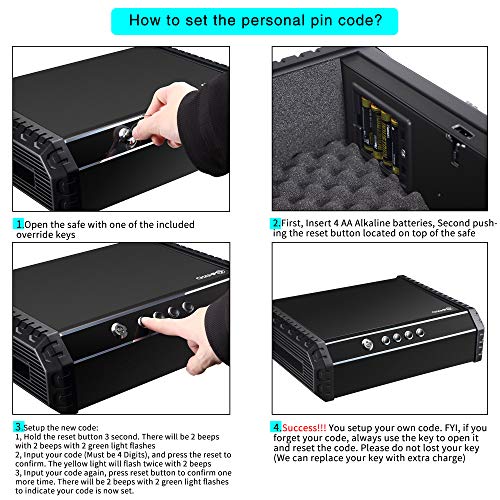 Champs Pistol Safe, Quick Access Gun Safe with 4 Digits Combination Code, Automatic Lid Open, Wall Mount Security - Thumbnail 3