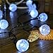 INST New Version 14.3Ft 30 LED Crystal Ball Solar Powered Outdoor String Lights for Outside Garden Patio Party Christmas (White)