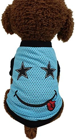 Axchongery Small Dog Clothes Cute Smile Face Mesh Breathable T-Shirt Dogs Summer Cool Outfit