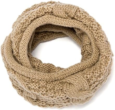 ALLMILL Womens Thick Ribbed Knit Winter Infinity Circle Loop Scarf (Dark Khaki-2)