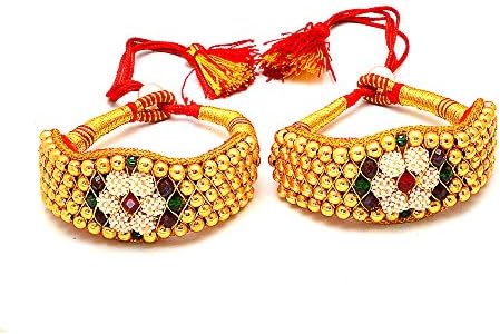 Jewar Mandi Gold Plated Bangle for Women (Gold, White) (64747)