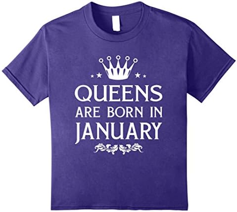 Kids Queens Are Born in January T-Shirt 10 Purple