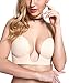 LamourLove Strapless Bra Push up Bras for Women Deep U-Shaped Backless Adhesive Bra (D, Nude)
