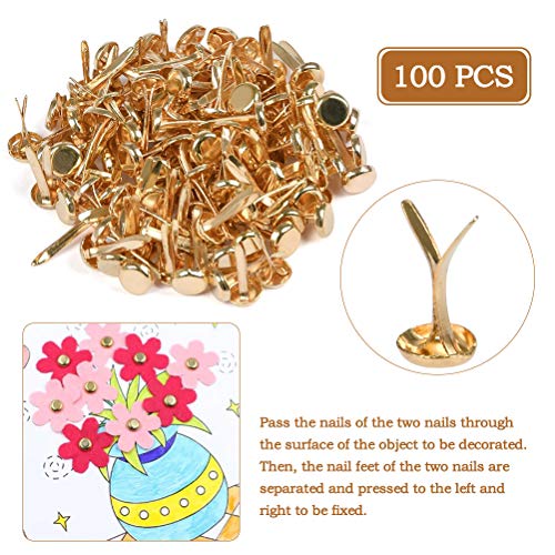 YANSHON 350 Pcs Mini Brads, Round Head Metal Brad Paper Fastener in Three Sizes, Decorative Brads for Arts Crafts Scrapbooking Making and DIY