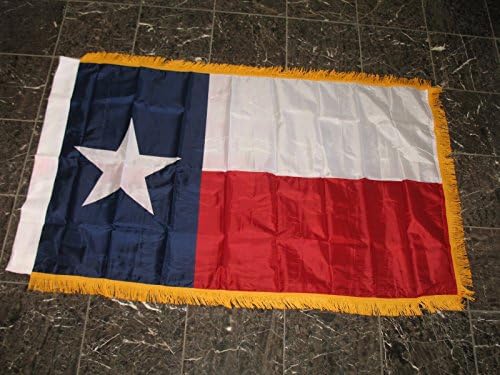3X5 Texas State Poly Nylon Sleeve With Gold Fringe Flag 3'X5' Banner Pole Hem
